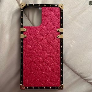 Pink leather 12 pro max case